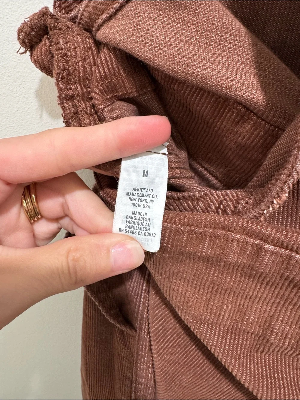Aerie Brown Corduroy Cropped Overalls Utility Jumpsuit Raw Hem Medium - Picture 12 of 13